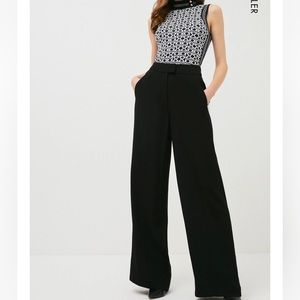 Karen millen Viscose Satin Back Crepe Wide Leg Pants black 10